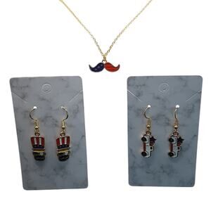 NWT 3 Pack Giadasio Handmade Gold Plated America Red/White/Blue USA Jewelry Set